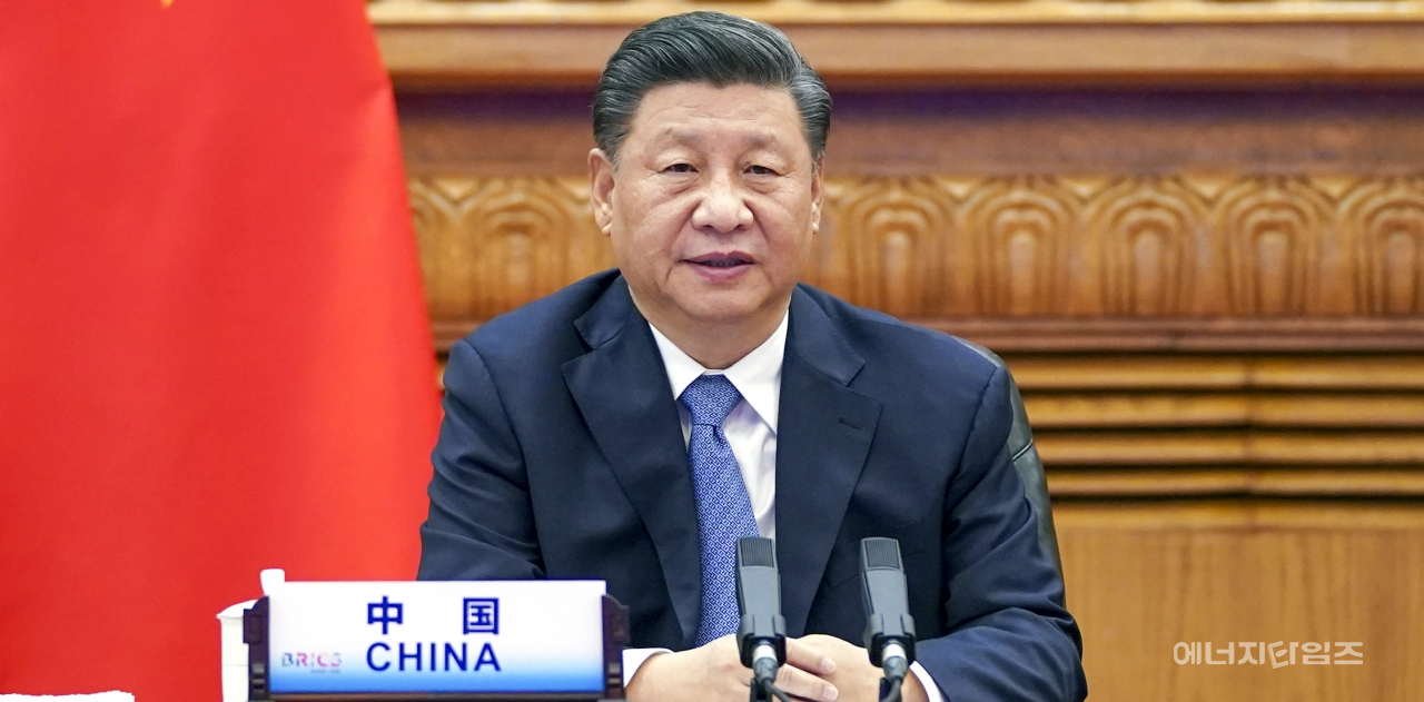 지난 17일 비대면으로 열린 제12차 브릭스(BRICS) 정상회의 시진핑 중국 국가주석이 기조연설을 하고 있다. / 사진=뉴시스