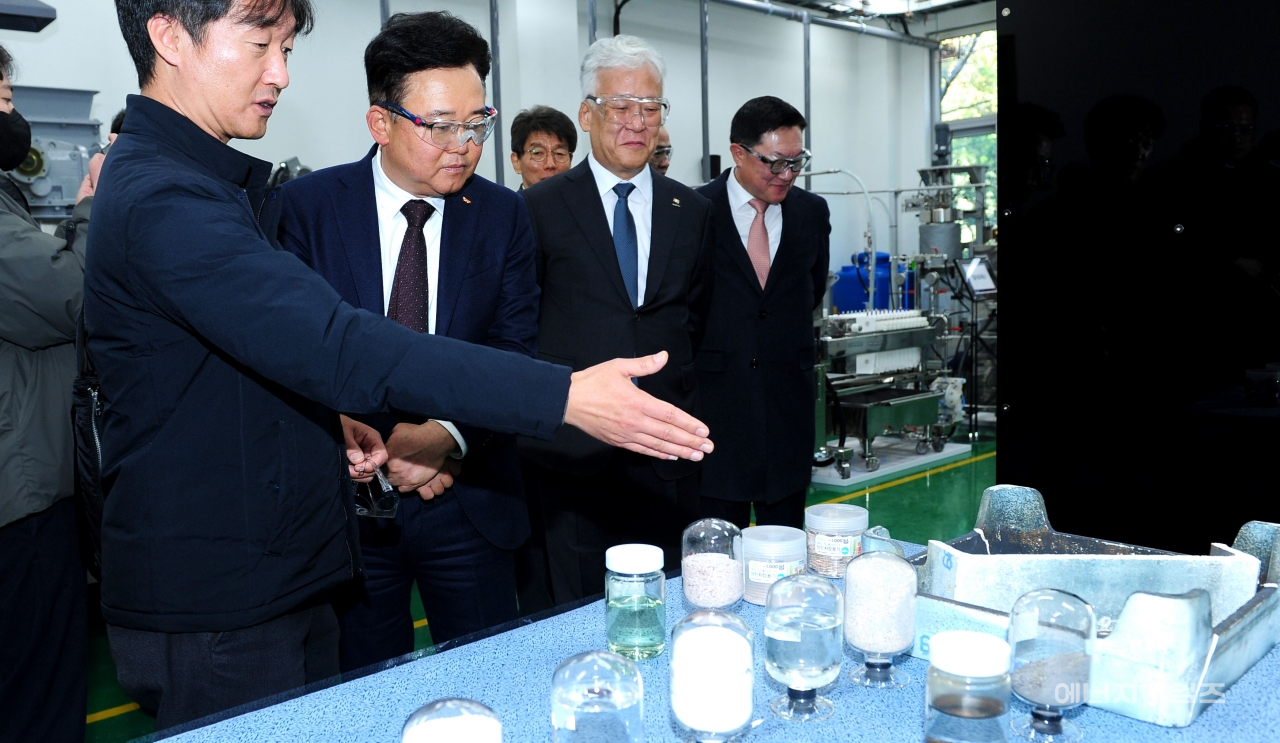 지난 14일 지질자원연구원(대전 유성구 소재)에서 SK에코플랜트가 폐배터리 재활용 사업과 관련된 4대 핵심기술을 확보하고 ‘배터리 재활용 기술개발 선포식’을 개최했다.